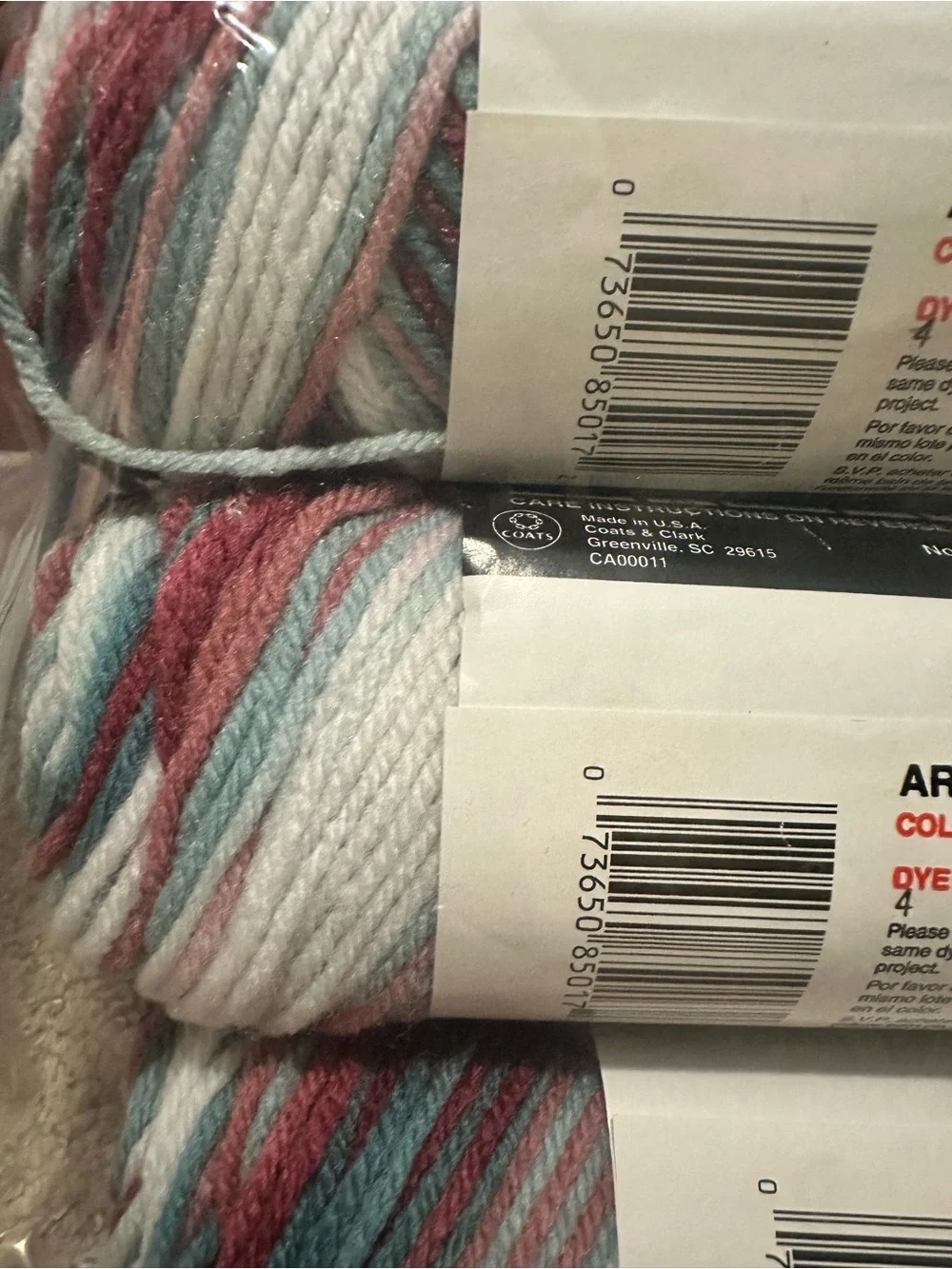 Lot of 3 Vintage Red Heart Classic Yarn, Wedgewood Color Same Dye Lot